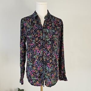 Maeve Anthropologie 4 floral button-up blouse black